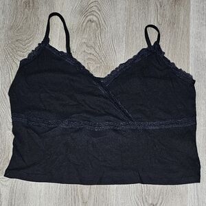 2XL Forever 21 Black Lace Trim Tank Top